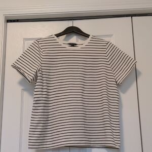RW&CO. White and Black Striped Crewneck Tee